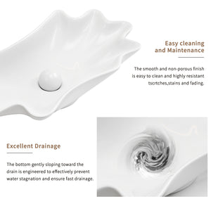 Bathroom Vessel Sink Shell Shape 24in x 13in Above Counter Vanity Bowl
