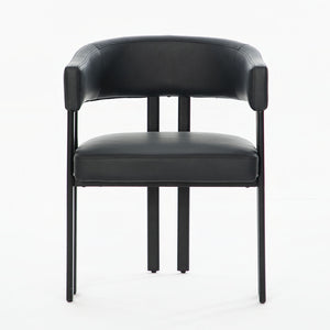 Modern Dining Upholstered Barrel Chair With Curved Back And Armrests