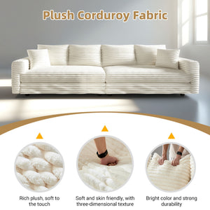 4 Seat Sofa With Soft Pillows And Movable Ottoman