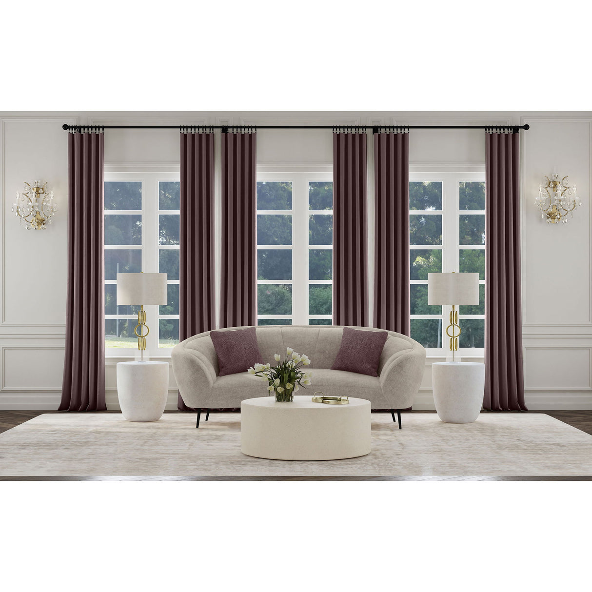 Saanich - Upholstered Curved With Plump Accent Pillows - Beige