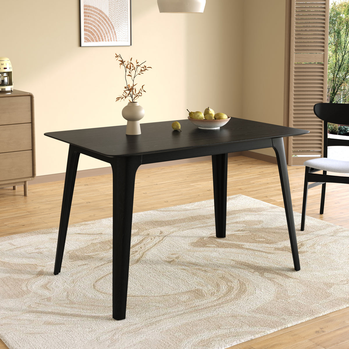 Mid-Century Modern Rubberwood Dining Table