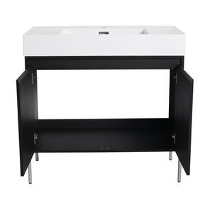 Freestanding Bathroom Vanity With Resin Sink And Storage Cabinet