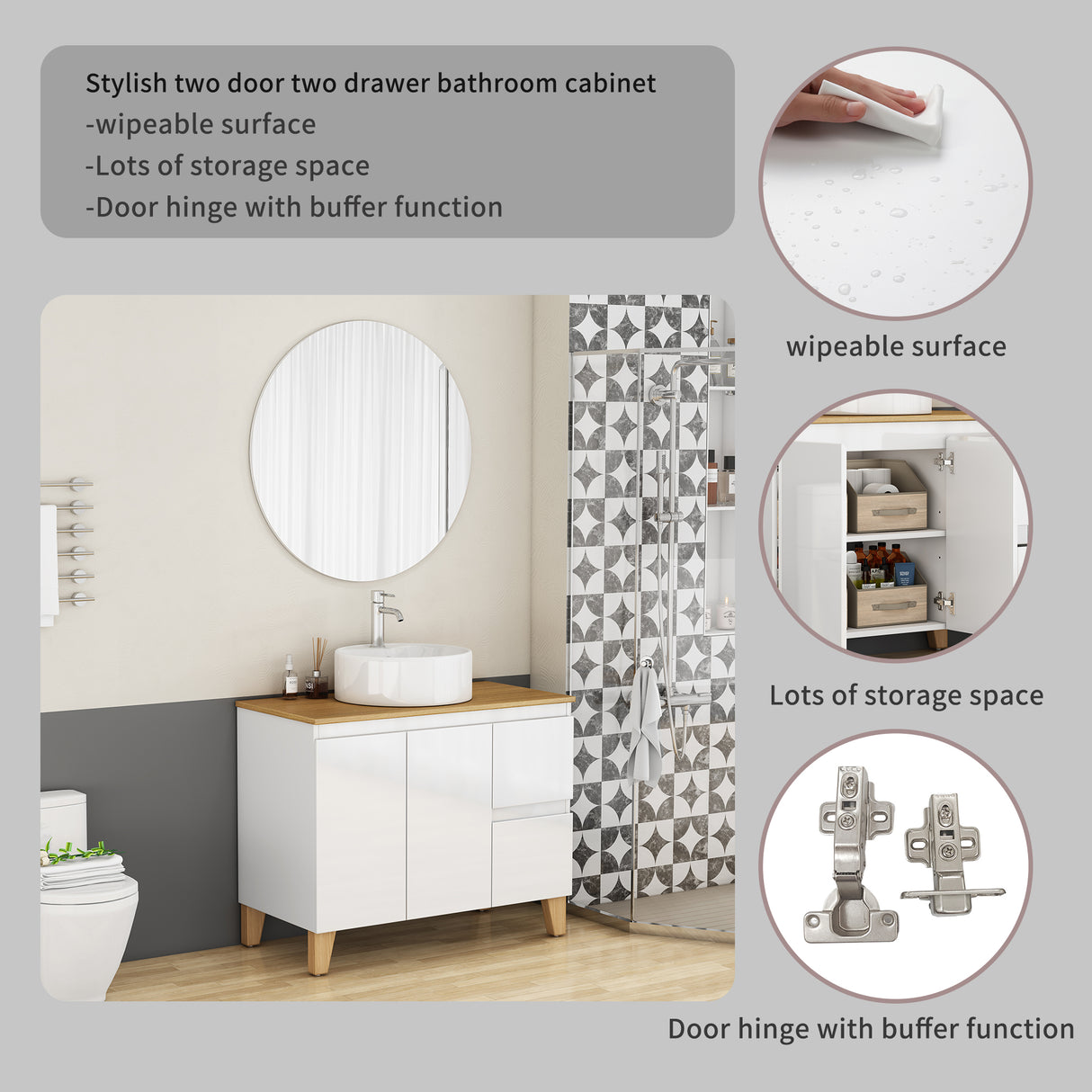 36-Inch Modern Bathroom Vanity with Sink Combo