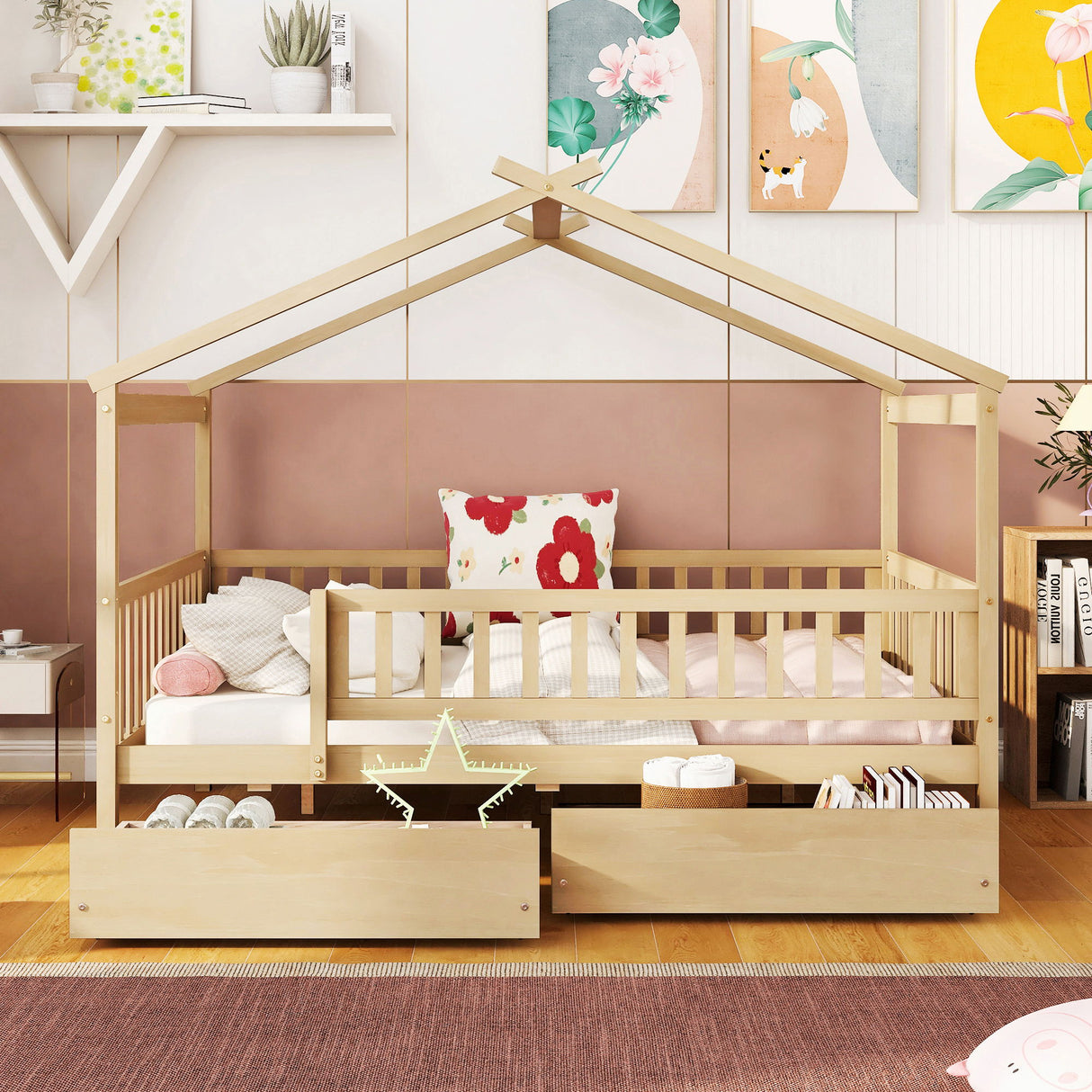 House Bed With 2 Drawers