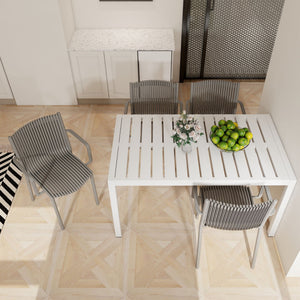 4 Modern Stackable Armchair Matched With Long Table