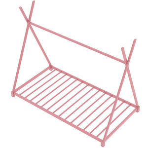 Metal House Platform Bed With Triangle Structure, Low Profile Design
