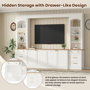 Farmhouse Arched Entertainment Center Wall Unit