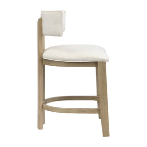26" Counter Height Bar Stool, Upholstered Counter Stools (Set of 2) - Light Ash + Beige