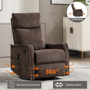 Heat Massage Manual Recliner Chair with Rocker and Swivel in Fabric