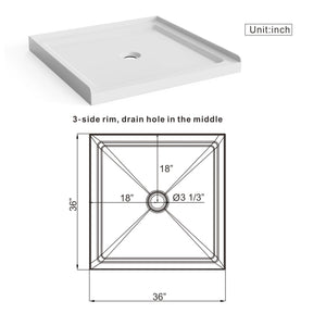 Goodyo - Centered Drain Shower With 3-Side Tile Flanges - White