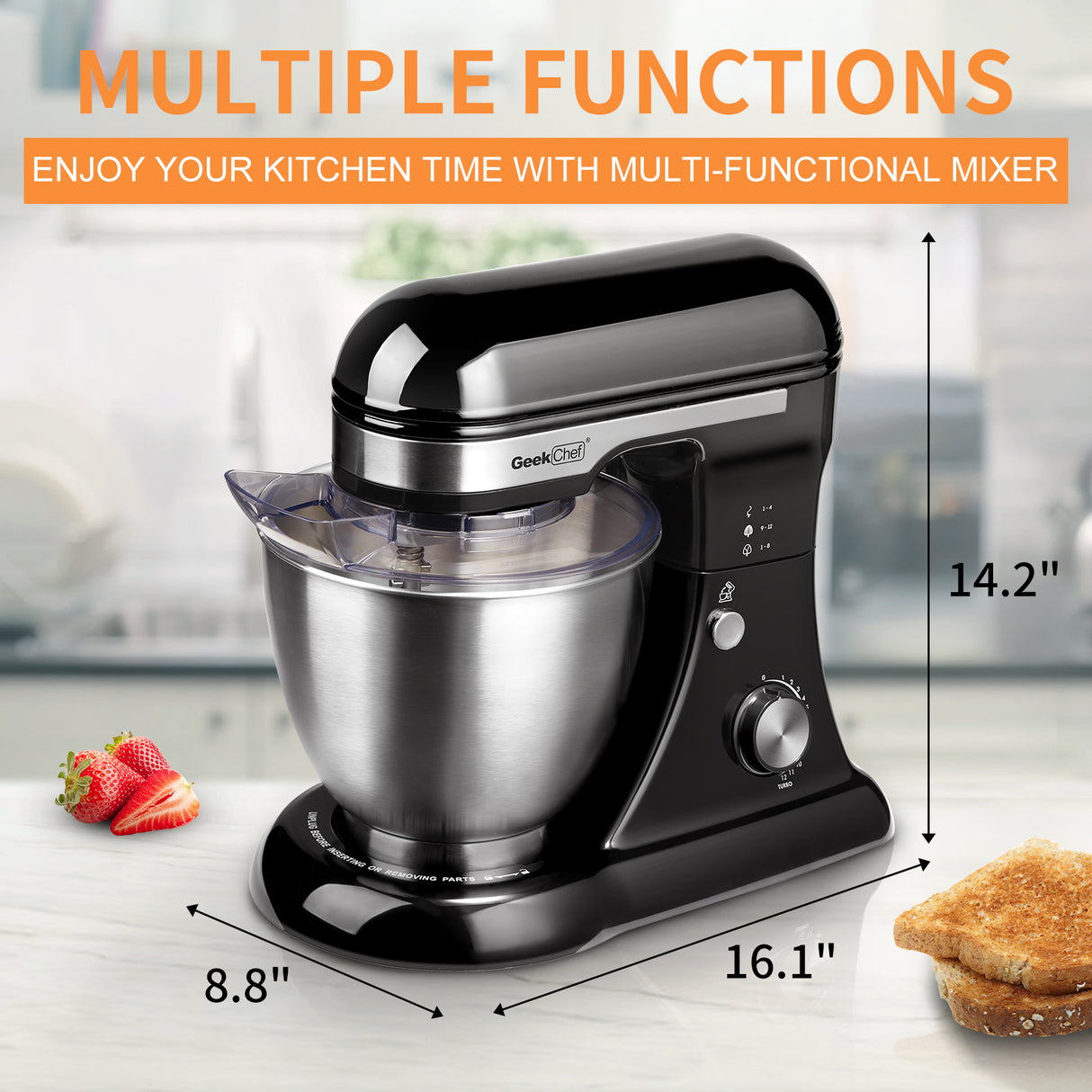 Geek Chef Electric Stand Mixer, 4.8QT 12 Speeds Tilt-Head Food Mixer