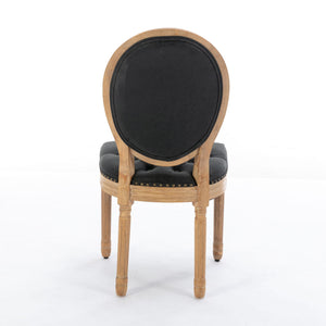 French Style Solid Wood Frame Antique Painting, Hand-Pulled Buckle Decoration Artificial Dining Chair With Nailhead Trim, Wood Legs