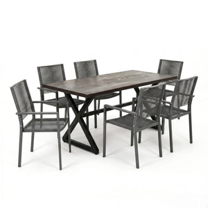 7-Piece Aluminum & Woven Rope Outdoor Patio Dining Set