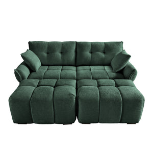 2 Seater Sofa Set With 2 Ottomans And Throw Pillows