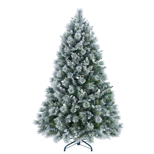 4FT Flocked Christmas Tree with Pine Needles & Eucalyptus Leaves