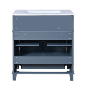 Bathroom Vanity With Sink Storage Cabinet - Blue