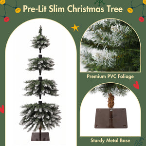 3-Pack Pre-Lit Snow Flocked Pencil Christmas Tree Set