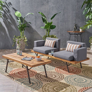 2 Piece Patio Set With Loveseat And Coffee Table - Natural / Dark Gray - Best Buy Furniture