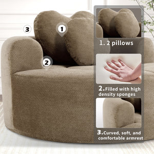 Round Sofa Bed with Memory Foam Sectional Couch for Living Room
