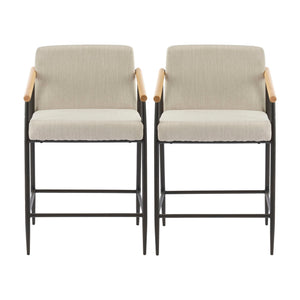 Mid Century Modern Counter Stool Set With Iron Frame