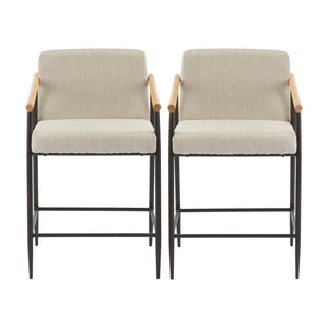 Mid Century Modern Counter Stool Set With Iron Frame