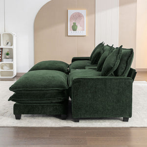 Sectional Sofa Upholstered Sofa With Two Removable Ottoman, Two USB Ports, Two Cup Holders And Large Storage Box For Living Room