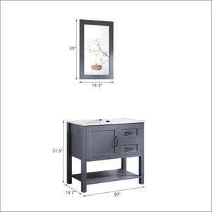 Bathroom Vanity With Mirror And Top Only - Gray