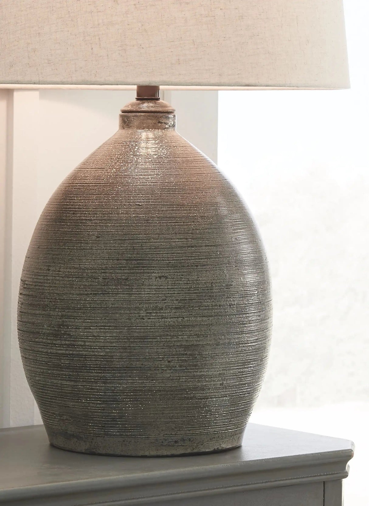 Joyelle - Terracotta Table Lamp - Gray - Best Buy Furniture