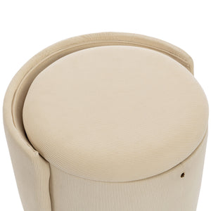 Barrel Chair, Built In Storage, 360° Swivel - Beige