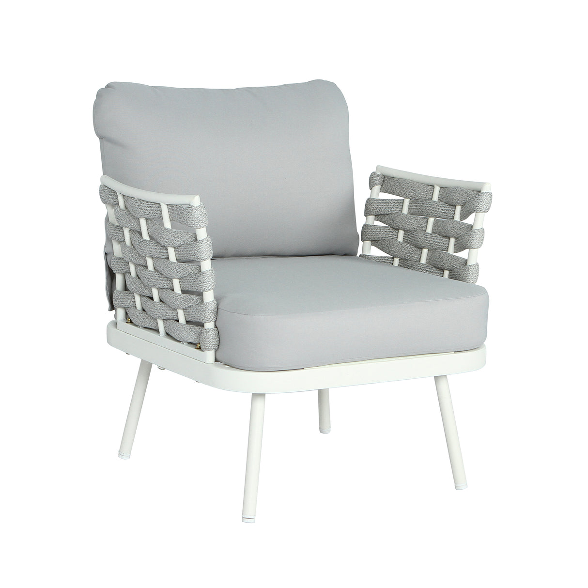 Mariano Steel 4-Pieces Conversation Set, Off White & Grey