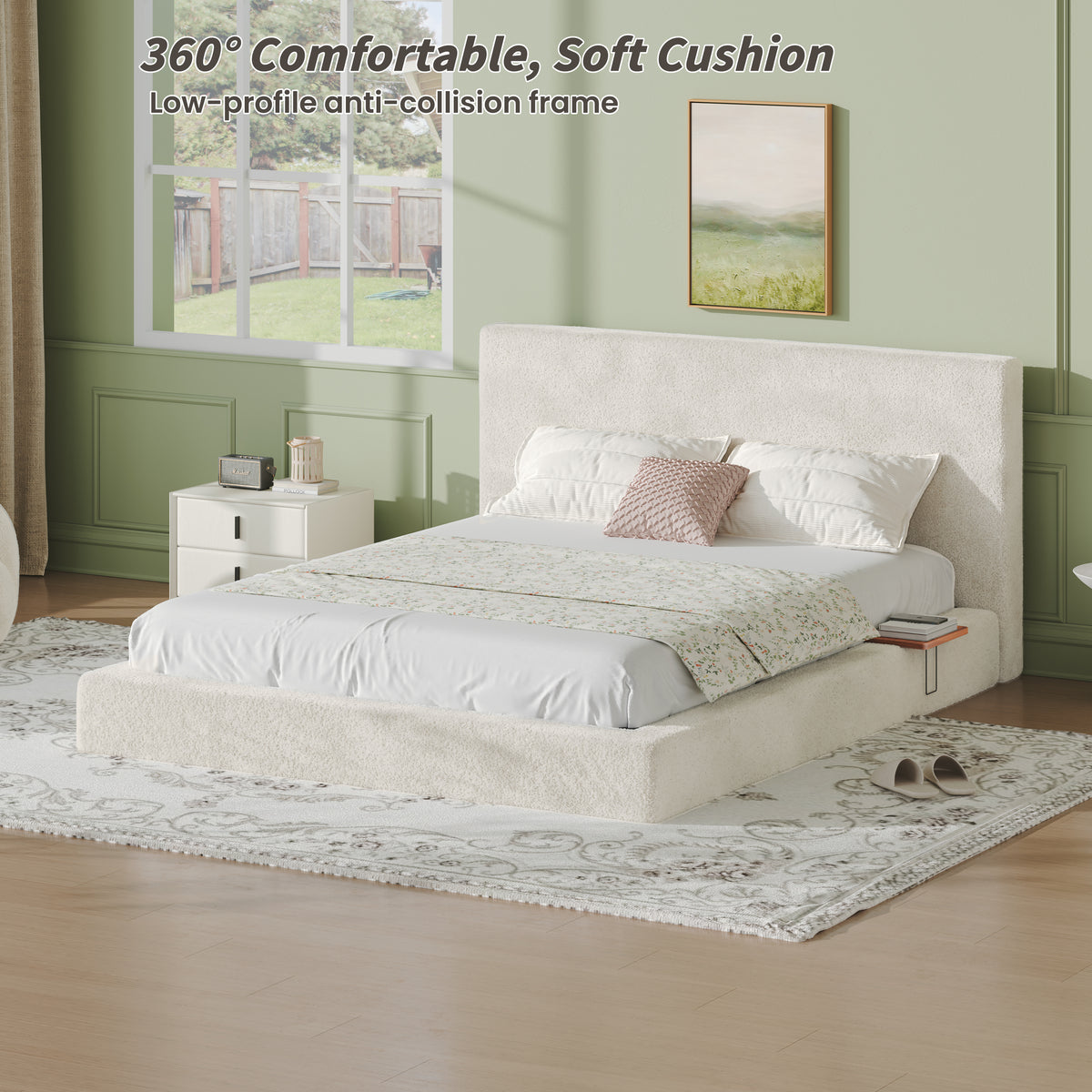 AirFrame Queen Bed Frame with Adjustable Sliding Side Table