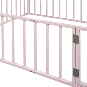 Metal Floor Bed Frame With Fence And Door
