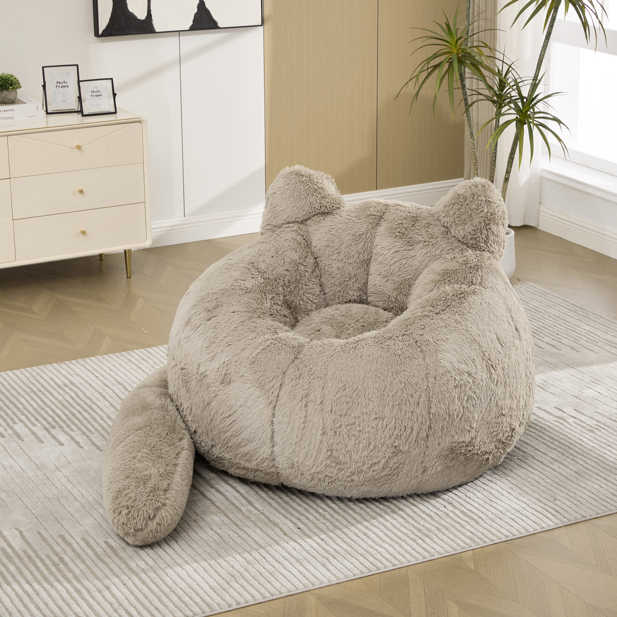 41.7'' W Faux Fur Cat Shaped Bean Bag Chair
