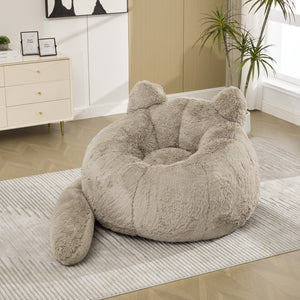 41.7'' W Faux Fur Cat Shaped Bean Bag Chair