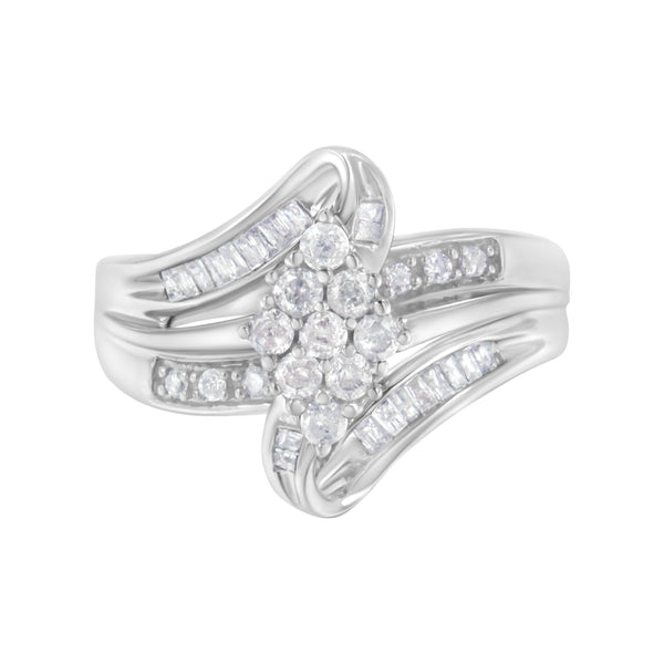 10K White Gold 1/2 cttw Diamond Cluster Ring (H-I Clarity, I2-I3 Color) - Size 6