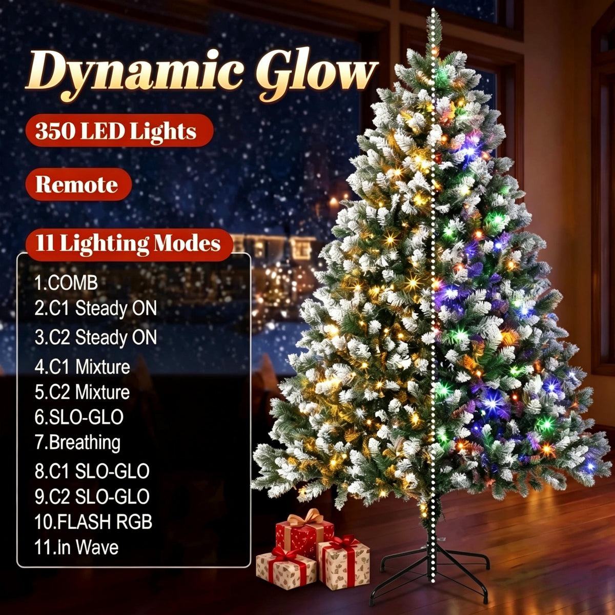 6-Foot Pre-Lit Artificial Christmas Tree, White-Tipped Full Green with 350 LED Lights