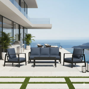 Modern 5 Seat Outdoor Patio Furniture Set With Coffee Table