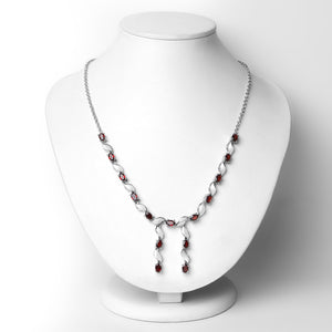 7.65 Carat Genuine Garnet .925 Sterling Silver Necklace
