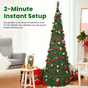 7FT Pop Up Christmas Tree, Pre-Decorated Artificial Tree