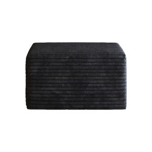 Black Plush Corduroy Sofa Ottoman - No Assembly Required