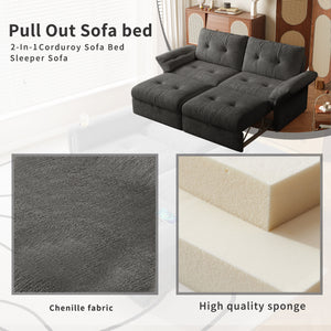 Multi-Functional Sofa Bed - 81.5 Inch Plush Chenille Sofa