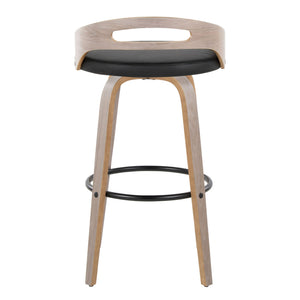 Cassis - Mid Century Modern Fixed Height Barstool With Swivel With Round Footrest (Set of 2)