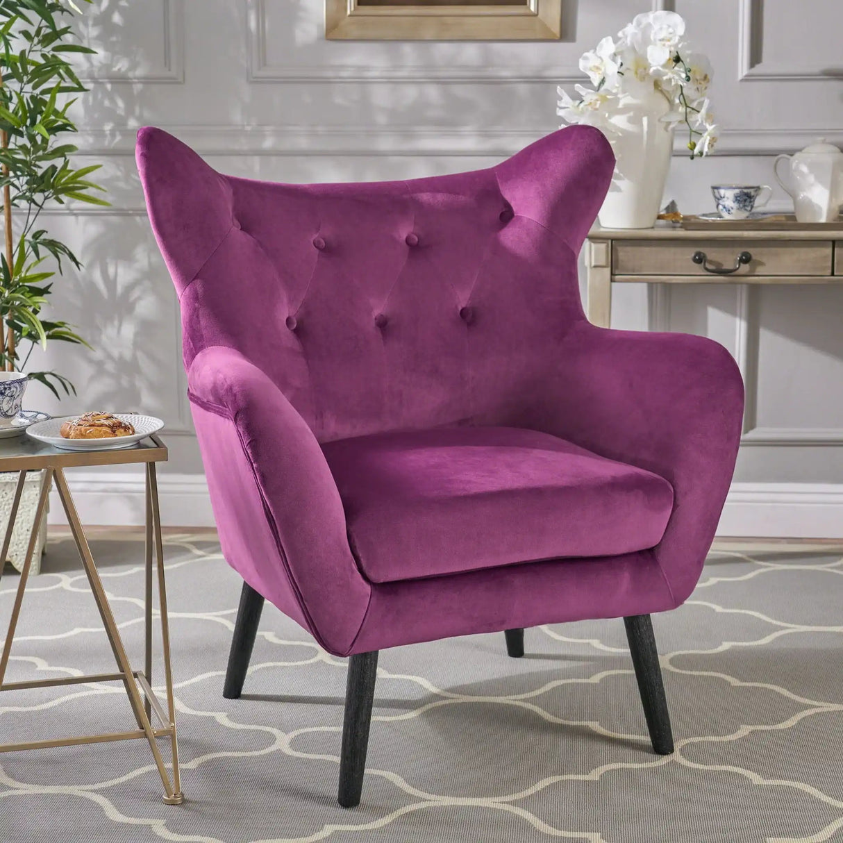 Alyssa - Mid Century Upholstered Arm Chair With Wingback Design - Best Buy Furniture