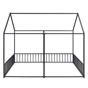 House Platform Beds, 2 Shared Beds, Metal Frame With Guardrails