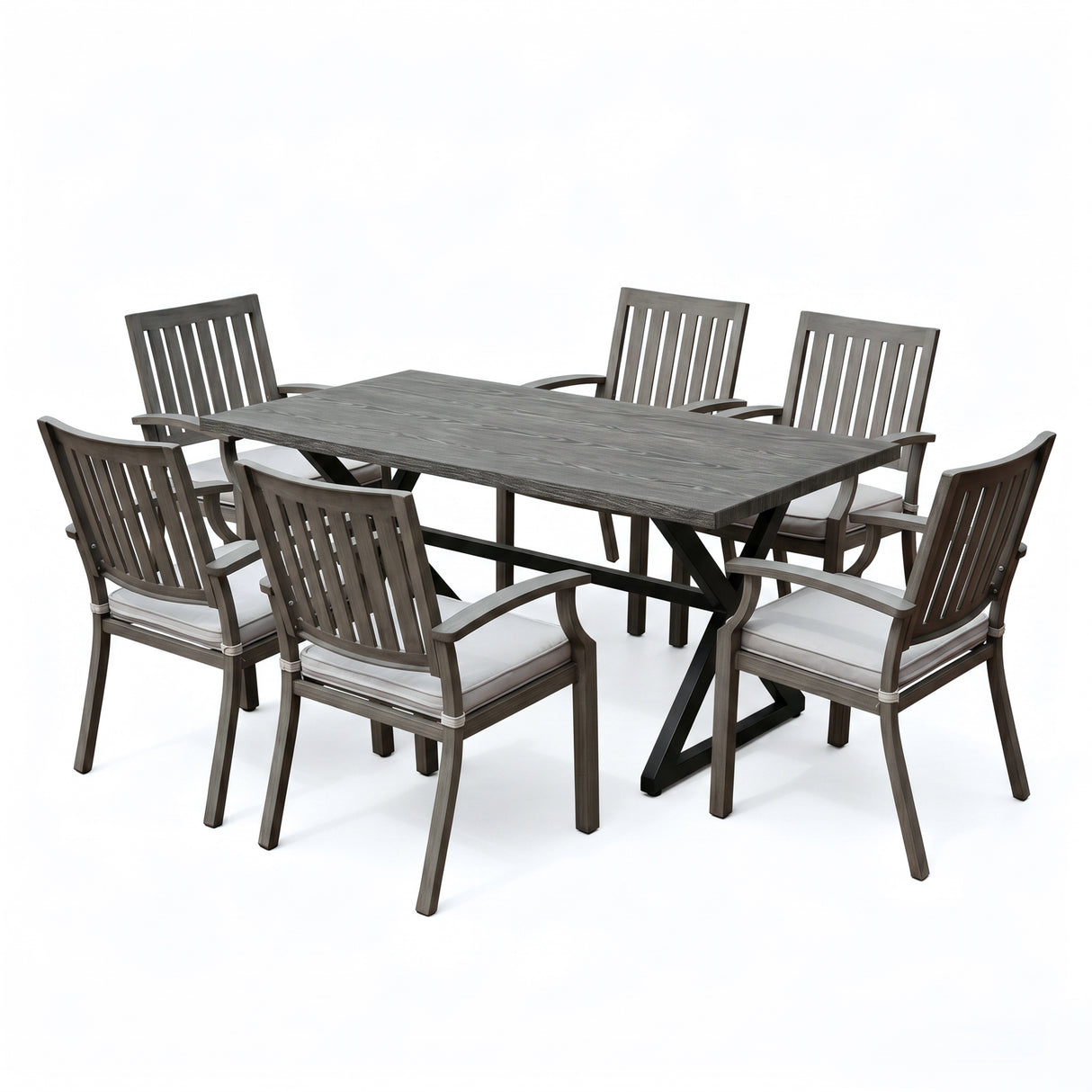 7-Piece Outdoor Dining Set with Aluminum Chairs
