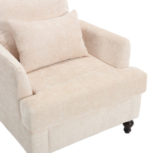 Modern Mid Century Wood Frame Armchair With Tufted Design