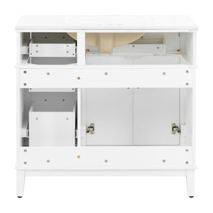 Bathroom Vanity With Sink, Soft Close Doors, 4 Storage Drawers