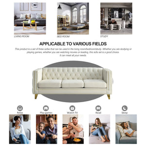 Upholstered Couch Sofa With Button Tufting For Living Room