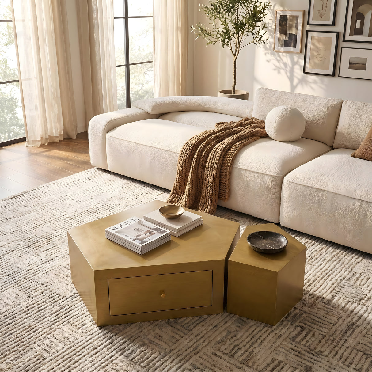 Modern Geometric Coffee Table Set of 2