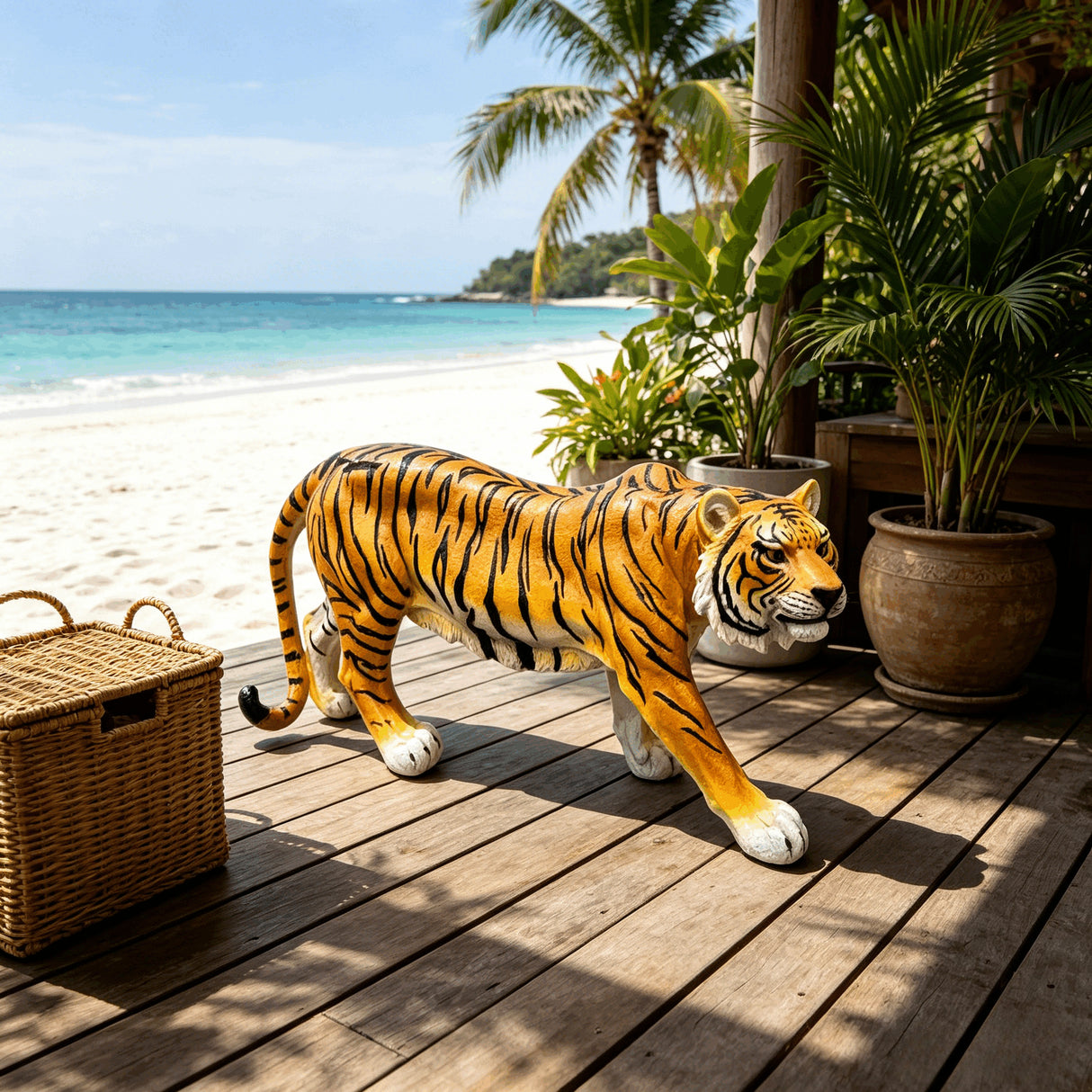 Simulated Tiger Resin Garden Statue